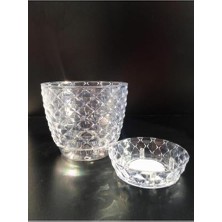 Kristal Orkide Saksısı, 0.65 L, 4 Adet, Kapadokya, Şeffaf, Tabaklı