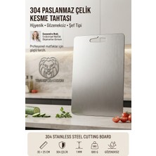 Transformacion 18/10 304 Çelik Kesme Tahtası 35x25 cm Hijyenik Hamur Et Doğrama Tahtası Şef Tipi Mutfak Tezgah Üstü Mat Pad 721819