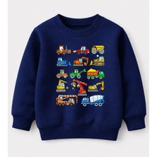 Efendioğlu Design Çocuk Iş Makineleri Baskılı Çocuk Sweatshirt – Kepçe, Kamyon ve Dozer Desenli