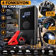 R8point 4’ü 1 Arada Akü Takviye Cihazı Kompresörlü Lastik Şişirme Powerbank LED Fener