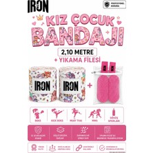 Theiron Kız Çocuk Boks, Kick Boks, Muay Thai, Mma ve Dövüş Sporları Bandajı + Yıkama Filesi - Eğlenceli Figür Desenli