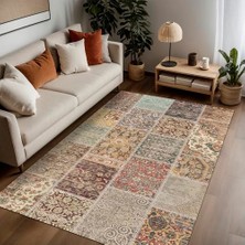 Nadine Patchwork Desenli Şönil Pamuk Tabanlı, Yıkanabilir Kaymaz Antibakteriyel Salon Halısı 200X300