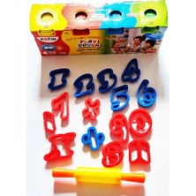 Mahi Max 16 Parça Merdaneli Rakamlar Oyun Hamuru Kalıpları & Fatih 520GR 4'lü Oyun Hamuru Set
