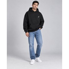 Backlain Mod Style Icon Unisex Siyah 3 Iplik Kalın Kumaş Kapüşonlu Hoodie Sweatshirt Oversize