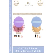 Denguva #kozmetik Yumuşak Dokulu Profesyonel Kapatıcı Aplikatörü 4'lü Tutmalı Pudra Makyaj Süngeri Puf Set