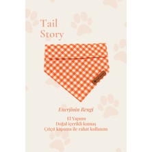 Tail Story Kedi-Köpek Fuları, Hafif Kumaş, El Yapımı, Tüm Irklar Için Ideal, Turuncu Pötikareli Kedi/köpek Fuları