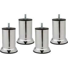 M8 Metal 10 cm 4 Adet Mobilya Kanepe Baza Koltuk Destek Yükseltme Ayağı Civatalı Krom Ayakları
