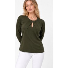 Etki Moda Kadın Pile Yaka Mevsimlik Merserize Triko Bluz