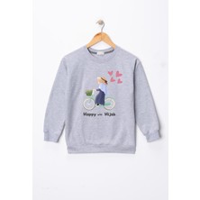 Dekim Moda Kız Çocuk "başörtümle Mutluyum"  Baskılı Pamuklu Sweat