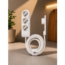 ORVI PRIME Orvı Prime 50 cm Beyaz 3’lü Uzatma Kablosu – 5 mm Ultra Ince Fiş, Dar Alanlar Için Yeni Nesil Tasarım