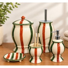 Red Seramik Naomi Collection Çizgili 5 Parça Banyo Seti Kahverengi/yeşil