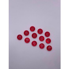 Düğmece 4 Delikli 12 Adet Çocuk Düğmesi (12.6mm, Kırmızı)