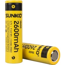Sunkko 21063 3.7 Volt 2600 Mah 18650 Şarj Edilebilir Pil - 2 Li Paket Halinde