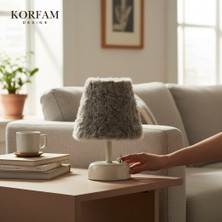 KorFam Füme Peluş Pilli Masa & Gece Lambası