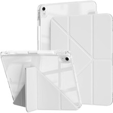 iPad Air 11INÇ M4/m3/m2 Air 4/5.nesil 10.9 ile Uyumlu Kılıf Mika Trifolding Şeffaf Kalem Bölmeli