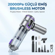 Ec Store 20.000 Pa Güçlü Vakumlu Şarjlı Oto Araç Ev Süpürgesi Kablosuz Mini Brushless Motor