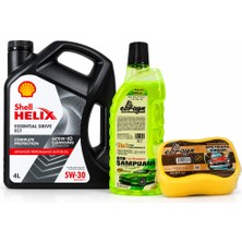 Shell Helix Essentıal Drıve Ect Dpf 5W-30 4 Litre + Oto Şampuan 1000 ml + Yıkama Süngeri