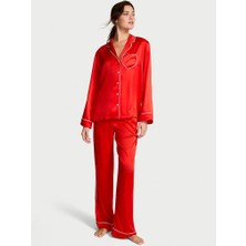 Victoria's Secret Heart Detail Glazed Satin Pajama Set