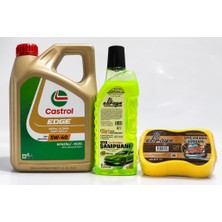Castrol Edge Dpf Motor Yağı 5W-40 4 Litre + Oto Şampuan 1000 ml + Yıkama Süngeri