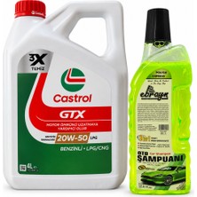 Castrol Gtx Motor Yağı 20W-50 Lpg 4 Litre + Oto Şampuan 1000 ml