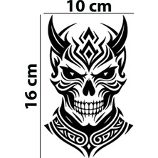 Meristeed Boynuzlu Kuru Kafa Oto Sticker - Araç Arka Camı, Kask, Bilgisayar Kasası, Motosiklet, Mağaza Vitrin Dekoru, Dükkan Camları, Düz Yüzey Uyumlu Etiket - Siyah, Beyaz, Kırmızı, Hologram Renk Seçenekli