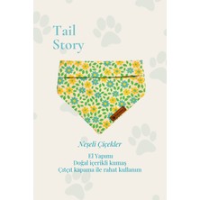 Tail Story Kedi-Köpek Fuları, Hafif Kumaş, El Yapımı, Neşeli Çiçekler Kedi/köpek Fuları