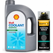 Shell Coolant Antifriz (Mavi) 3 Litre + Lastik Tamir Kiti 400 ml