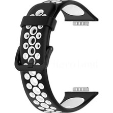 Bezos Professional Huawei Watch Fit 2 Spor Delikli Kordon - Siyah-Beyaz