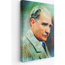 Cepahir Atatürk Portre Tablosu Mustafa Kemal Atatürk Dikdörtgen Dekoratif Kanvas Tablo-Cl-62