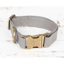 Kaia Life Gerçek Deriden El Yapımı Köpek Tasması, 50CM Ayarlanabilir Ölçü, Gri