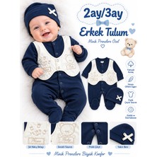 Sönmez Bebe Fırsat Ürün Erkek Bebe Yelekli Tulum Yelek ve Nakış Detaylı Yelekli Tulum
