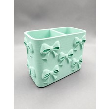 Bezos Professional 3D Baskı Fiyonk Desenli Bölmeli Kalemlik - Masaüstü Organizer - Mint