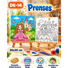 Dekoryan Prenses Çocuk Boyama Tuvali 20X20 cm – Ahşap Çerçeveli Kanvas Tablo