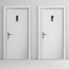 Cajuart Siyah Ahşap Kadın Erkek Acil Tuvalet Yönlendirme Levhası Wc Bay Bayan Ikaz