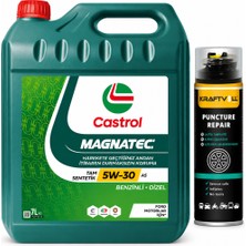 Castrol Motor Yağı Magnatec 5W-30 A5 7 Litre + Lastik Tamir Kiti 400 ml