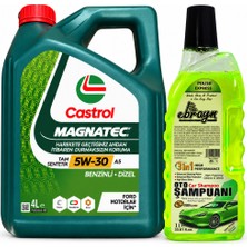 Castrol Motor Yağı Magnatec 5W-30 A5 4 Litre + Oto Şampuan 1000 ml