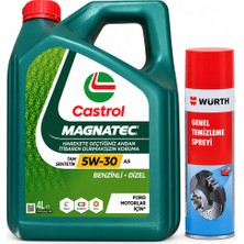Castrol Motor Yağı Magnatec 5W-30 A5 4 Litre + Würth Balata Spreyi 500 ml