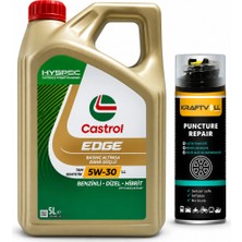 Castrol Edge Motor Yağı 5W-30 5 Litre + Lastik Tamir Kiti 400 ml