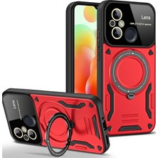 Svoria Store   Redmi 12C Kılıf Joy Lens Standlı Kapak - Kırmızı
