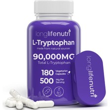 LongLifeNutri L-Tryptophan 500MG - 180 Veggie Capsules (Case Hediye) - 6 Aylık Kullanım