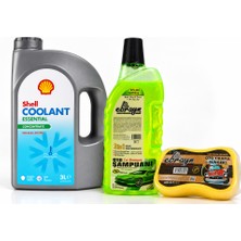 Shell Coolant Antifriz (Mavi) 3 Litre + Oto Şampuan 1000 ml  + Yıkama Süngeri