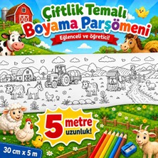 Rengi Alem Çiftlik Temalı Dev Boyama Sayfası 30 cm x 5 m – Çiftlik Hayvanları ve Okul Öncesi Boyama Etkinliği