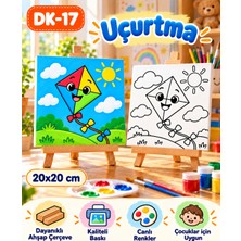 Dekoryan  Uçurtma Çocuk Boyama Tuvali 20X20 cm – Ahşap Çerçeveli Boyama Tablosu