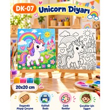 Dekoryan Unicorn Diyarı Çocuk Boyama Tuvali 20X20 cm – Ahşap Çerçeveli Kanvas Tablo