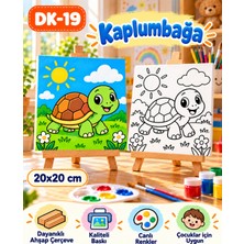 Dekoryan  Kaplumbağa Çocuk Boyama Tuvali 20X20 cm – Ahşap Çerçeveli Kanvas