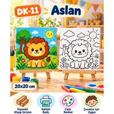 Dekoryan Aslan Çocuk Boyama Tuvali 20X20 cm – Ahşap Çerçeveli Kanvas Tablo
