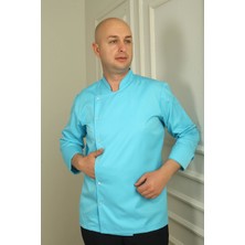 Deniz İş Turkuaz Gabardin Kumaş Erkek Aşçı Ceketi-Aşe