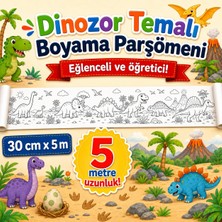Rengi Alem Dinozor Temalı Dev Boyama Sayfası 30 cm x 5 m – Okul Öncesi Çocuk Boyama Etkinliği