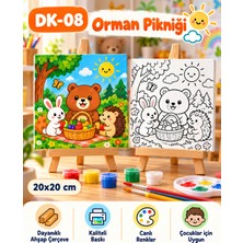 Dekoryan Orman Pikniği Çocuk Boyama Tuvali 20X20 cm – Ahşap Çerçeveli Kanvas Tablo