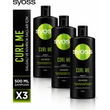 Syoss Curl Me Şampuan 500 ml – Dalgalı ve Kıvırcık Saçlar Için, Soya Proteinli, Bukle Belirginleştirici 3 Adet